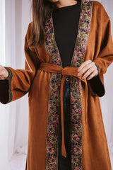 Nur suede kaftan in camel