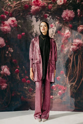 Shimmer blazer set in light purple