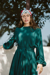 Asymmetrical dress in teal