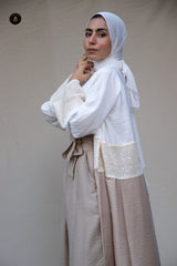 Off-white guipure cardigan in beige