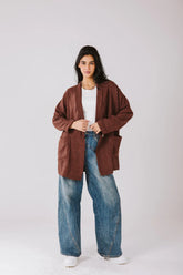 Not so serious blazer in brown. (Available only at leilet el eid bazar or after eid)