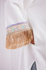 Nur suede kaftan in off-white