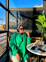 Green Crinkled Linen Shirt