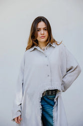 Fringed out cape in Grey