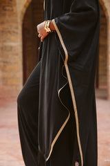 Fringed kaftan in black