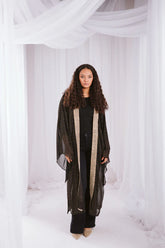 Dotted kaftan in black