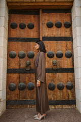 Plisse dress in brown