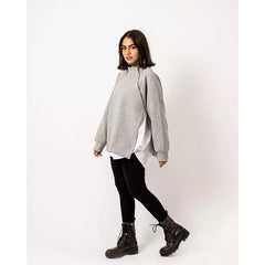 Asymmetric side zipper pullover