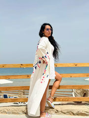 Hand painted crochet cardigan