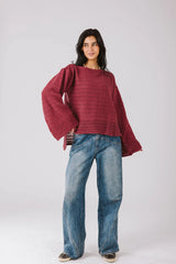 Lana knit top in maroon