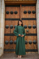 Plisse dress in Royal green