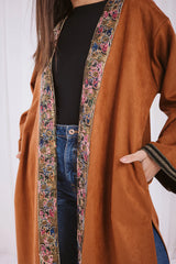 Nur suede kaftan in camel