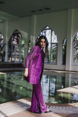 Shimmer blazer set in purple