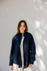 Linen shirt in Navy Blue