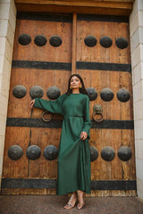 Plisse dress in Royal green