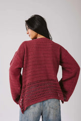 Lana knit top in maroon