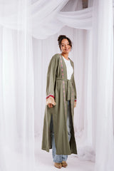 Fringe kaftan in olive