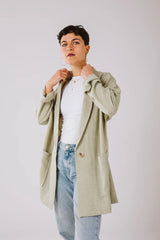 Not so serious blazer in mint. (Available only at leilet el eid bazar or after eid)