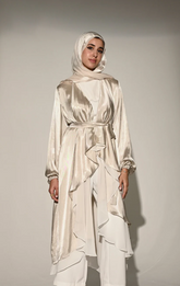 Double layered Emilia Kaftan in Champagne x White