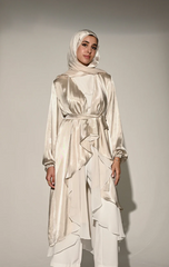 Double layered Emilia Kaftan in Champagne x White