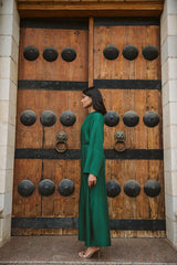Plisse dress in Royal green