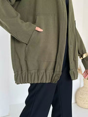 WOOLEN BOMBER IN OLIVE GREEN