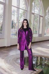 Shimmer blazer set in purple