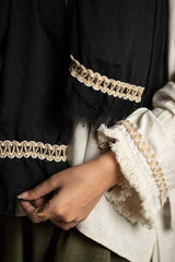 Black soft cotton scarf with a trendy trim