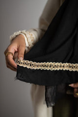 Black soft cotton scarf with a trendy trim