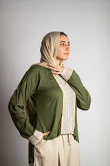 Olive Cotton Loose Fit Blouse