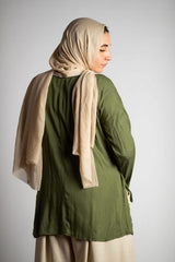 Olive Cotton Loose Fit Blouse