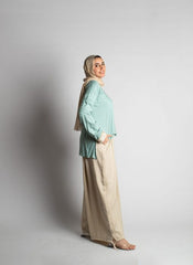 Mint Green Cotton Loose Fit Blouse