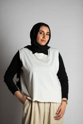 Short White Cotton Basic with Side Slit
