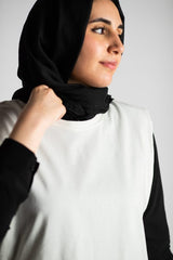 Short White Cotton Basic with Side Slit