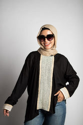 Black Cotton Loose Fit Blouse