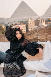 Dotted organza in black