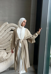 Drape Me in Pleats in Golden Beige