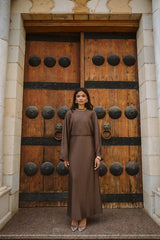 Plisse dress in brown