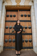 Plisse dress in black