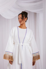 Nur suede kaftan in off-white