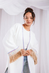Nur suede kaftan in off-white