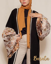 Ribbed Wool Cardigan with Puff Sleeves