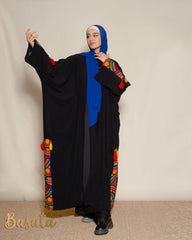 Long Embroidered Velvet Kaftan with Tassels