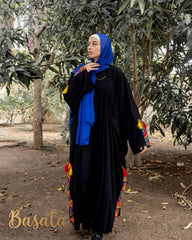 Long Embroidered Velvet Kaftan with Tassels