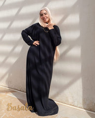 Black Ribbed Velvet Loose Basic