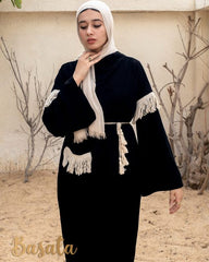 Black Velvet Dress with Fringes