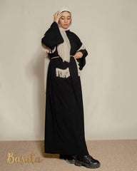 Black Velvet Dress with Fringes