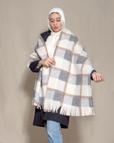 Wool Plaid Knit Shawl