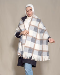 Wool Plaid Knit Shawl