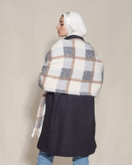 Wool Plaid Knit Shawl